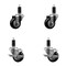 Service Caster 3'' Black Poly Wheel Swivel 1-1/4'' Expanding Stem Caster Set 2 Brakes, 4PK SCC-EX20S314-PPUB-BLK-2-TLB-2-114 - alternate 1